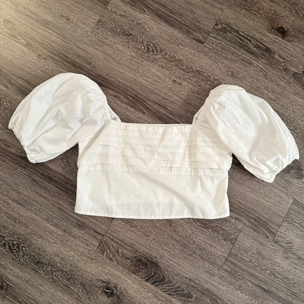 Abercrombie & Fitch Puff Sleeve Square Neck Crop Top New